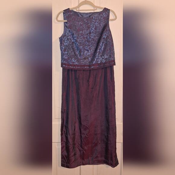 J.R. Nites Petites Caliendo Size 14p Metallic Blue Purple Floral Y2K Whimsygoth - Picture 1 of 6